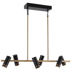 6-Light Matte Black and Plating Brass Island Lamp LED