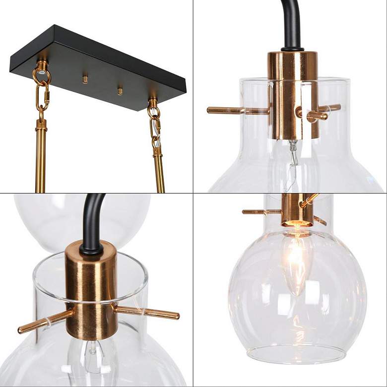 Image 3 6-Light Matte Black and Plating Brass Island Lamp with Clear Glass more views