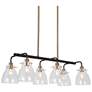 6-Light Matte Black and Plating Brass Island Lamp with Clear Glass