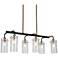 6-Light Matte Black and Plating Brass Island Lamp with Clear Glass