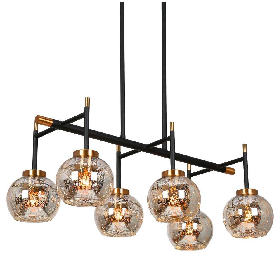 Image 5 6-Light Matte Black and Plating Brass Island Lamp with Mercury Glass more views