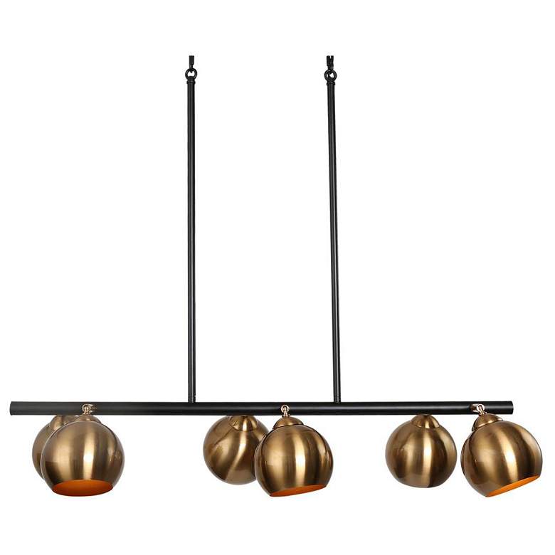 Image 1 6-Light Matte Black and Plating Brass Metal Ball Island Lamp