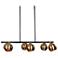 6-Light Matte Black and Plating Brass Metal Ball Island Lamp