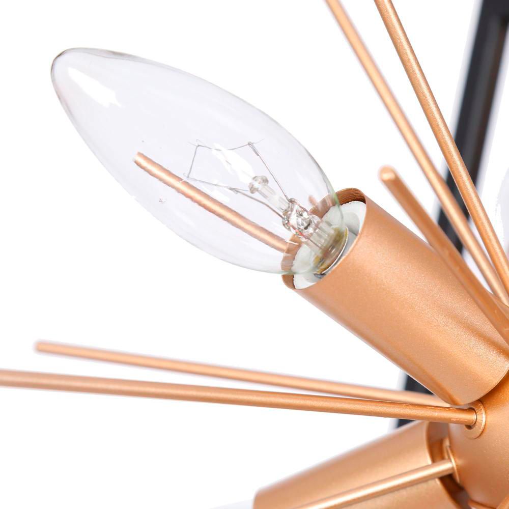 Image 3 6-Light Matte Black and Satin Gold Chandelier more views