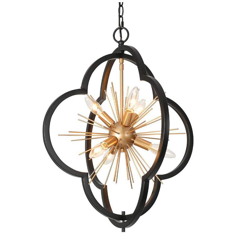 Image 1 6-Light Matte Black and Satin Gold Chandeliers