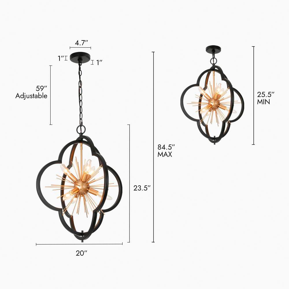 Image 2 6-Light Matte Black and Satin Gold Chandeliers more views