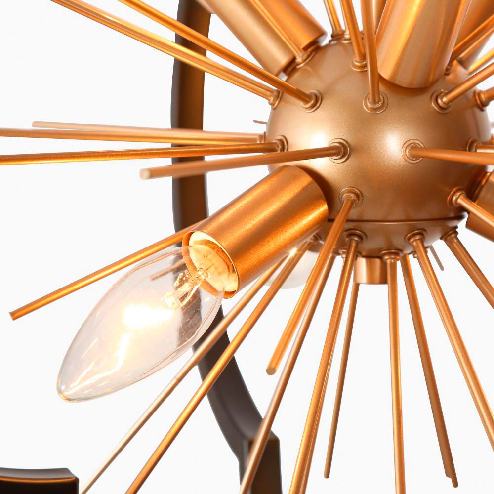 Image 4 6-Light Matte Black and Satin Gold Chandeliers more views