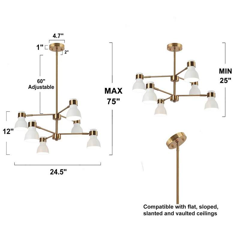 Image 2 6-Light Matte White and Plating Brass Chandeliers more views