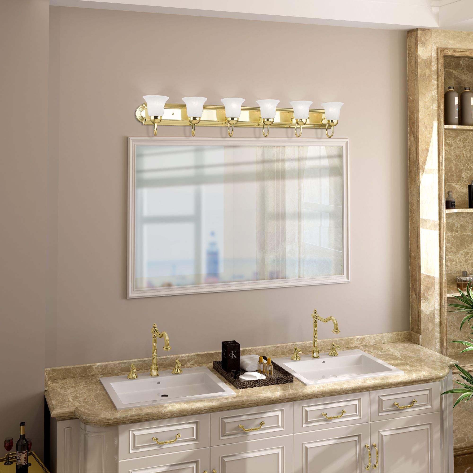 6 Light Polished Brass Bath Vanity