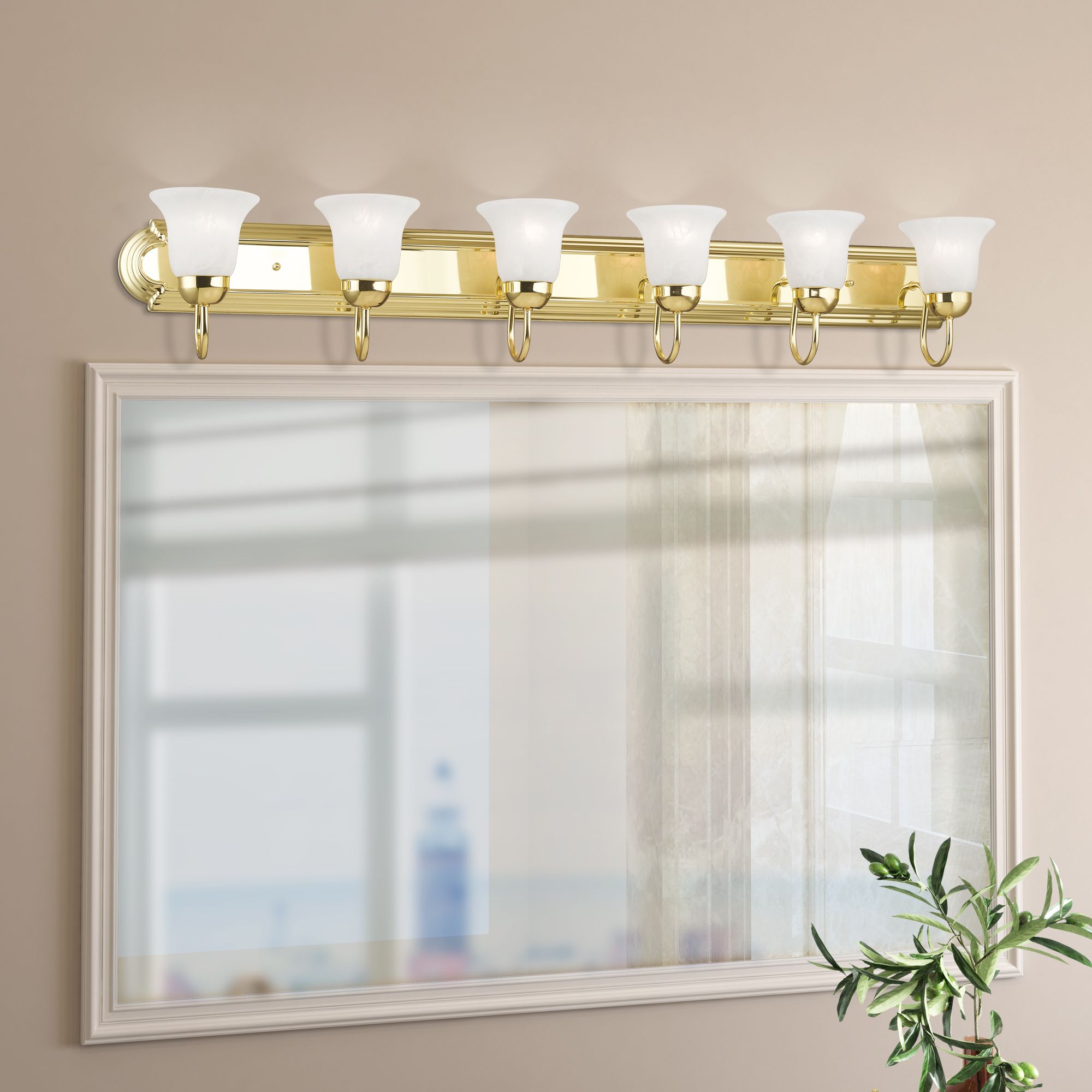 6 Light Polished Brass Bath Vanity