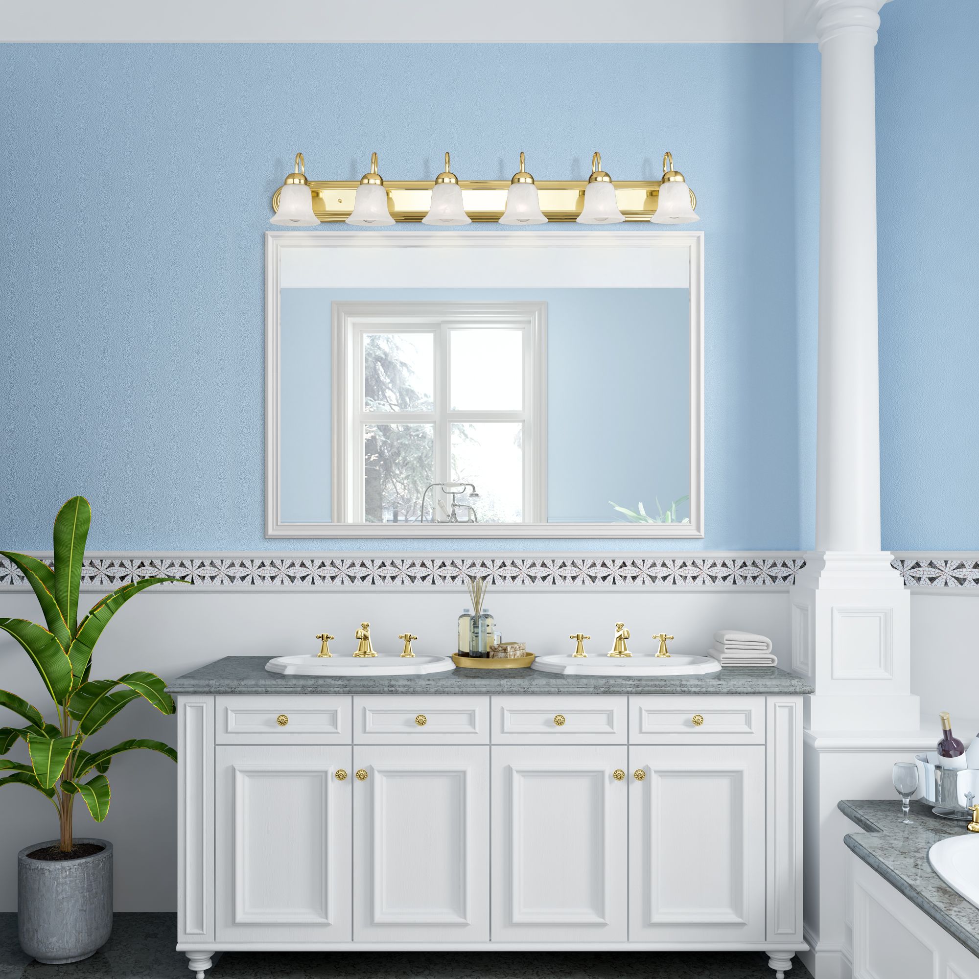 6 Light Polished Brass Bath Vanity