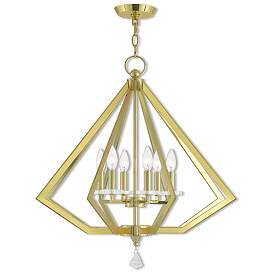 Image1 of 6 Light Polished Brass Chandelier