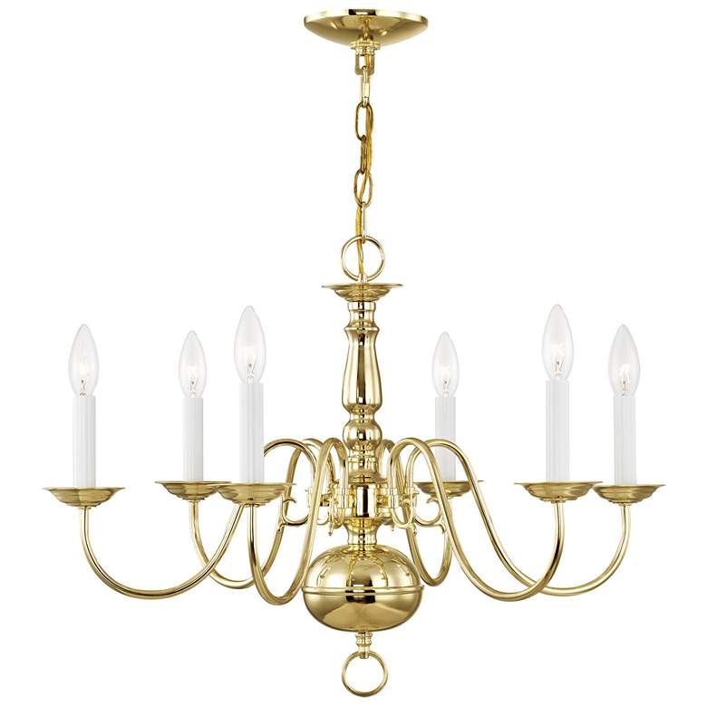 Image 1 6 Light Polished Brass Chandelier