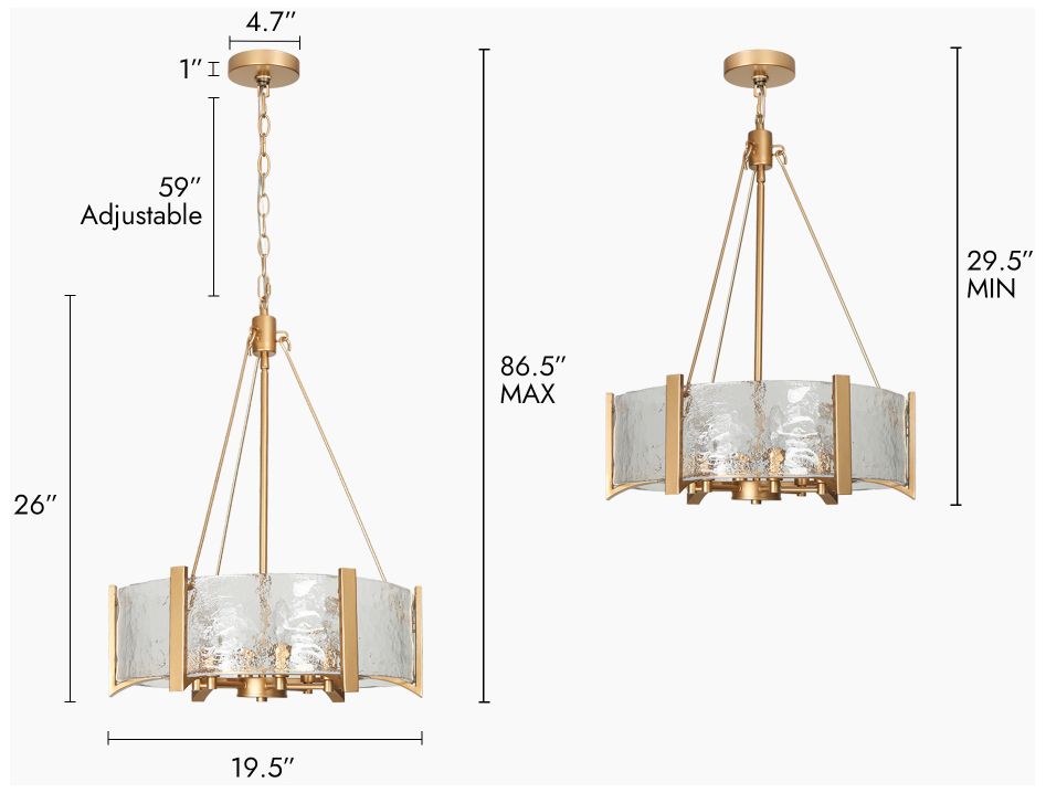 Image 2 6-Light Satin Gold Chandeliers with Ripple Glass more views