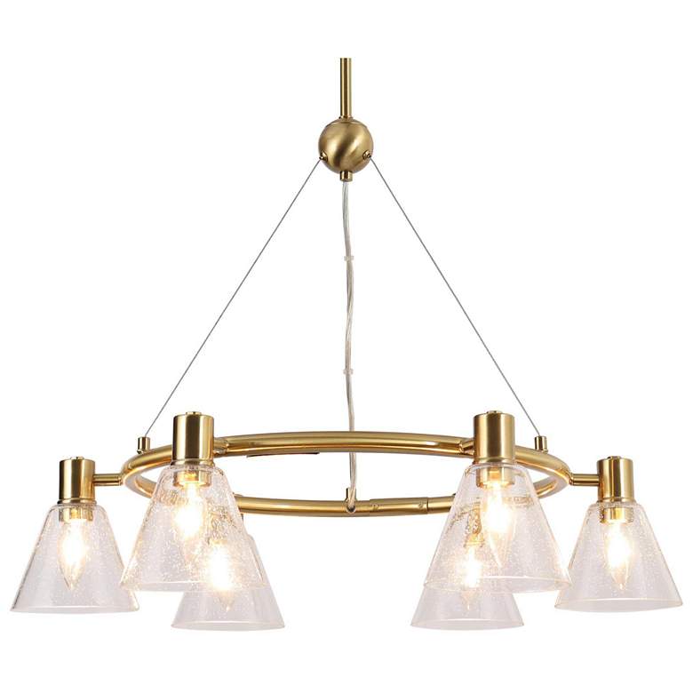 Image 1 6-Lights 26.8"W Modern Ring Electroplated Cooper Chandelier