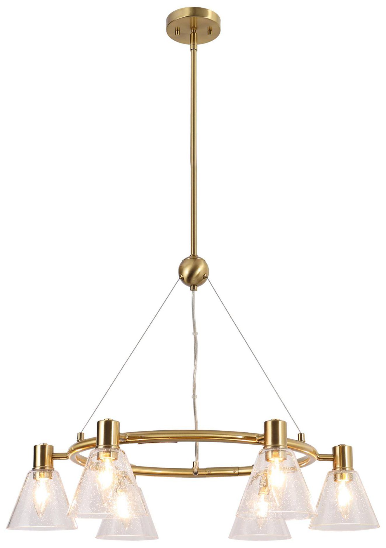 Image 2 6-Lights 26.8"W Modern Ring Electroplated Cooper Chandelier more views