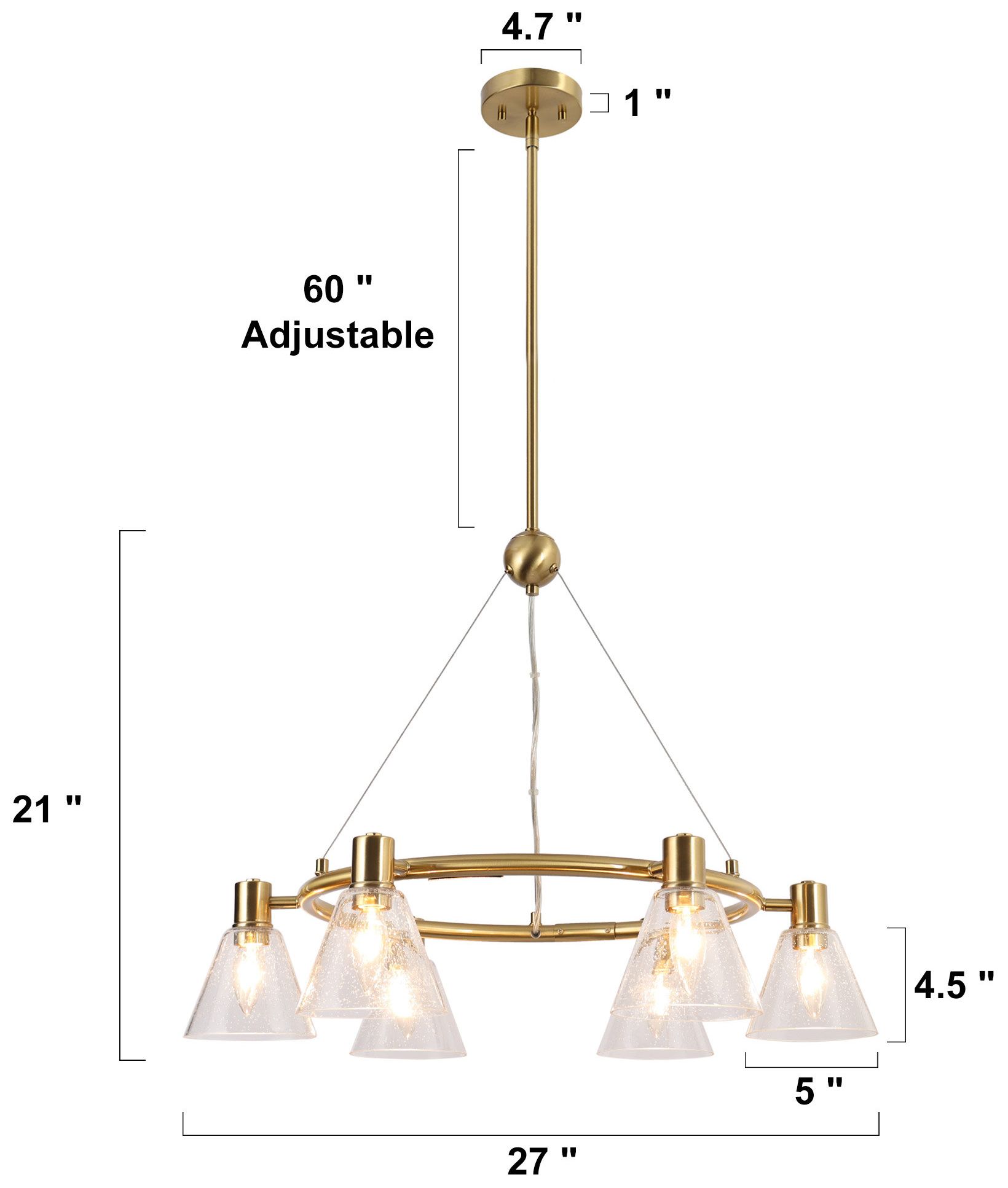 Image 5 6-Lights 26.8"W Modern Ring Electroplated Cooper Chandelier more views