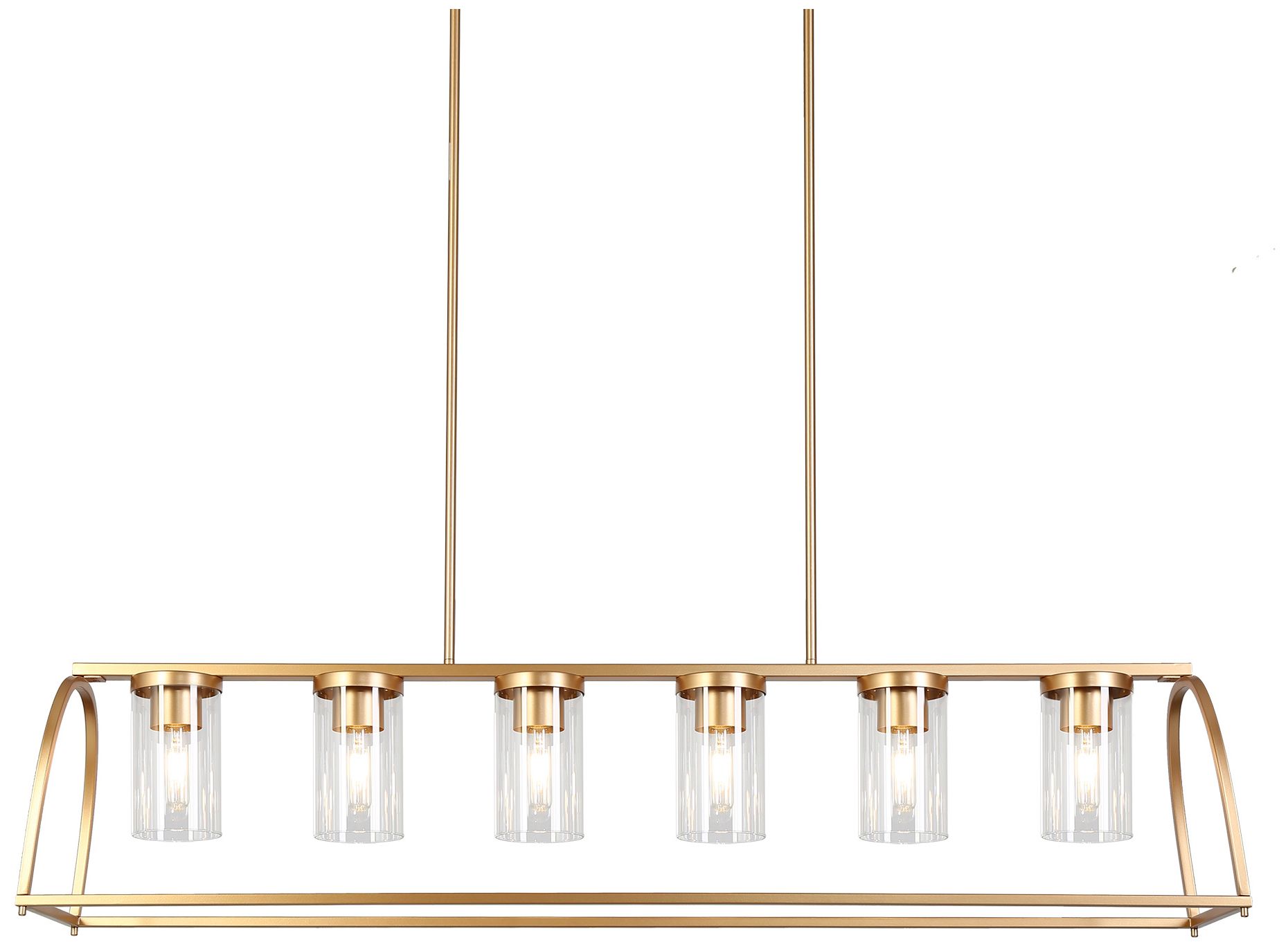 6-Lights 51.2"W Linear Metallic Gold Chandeliers