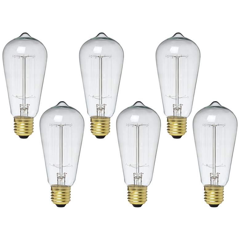 Image 1 6-Pack Nostalgic 60 Watt Edison Style Medium Base Bulbs
