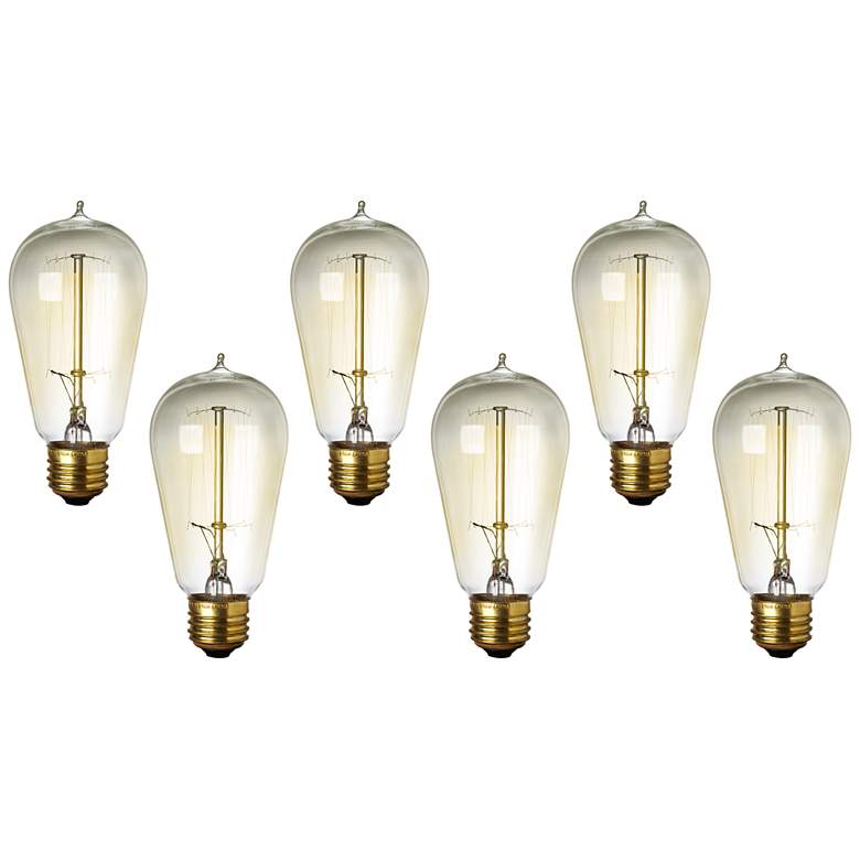 6-Pack of Amber 60 Watt Edison Style Medium Base Light Bulbs