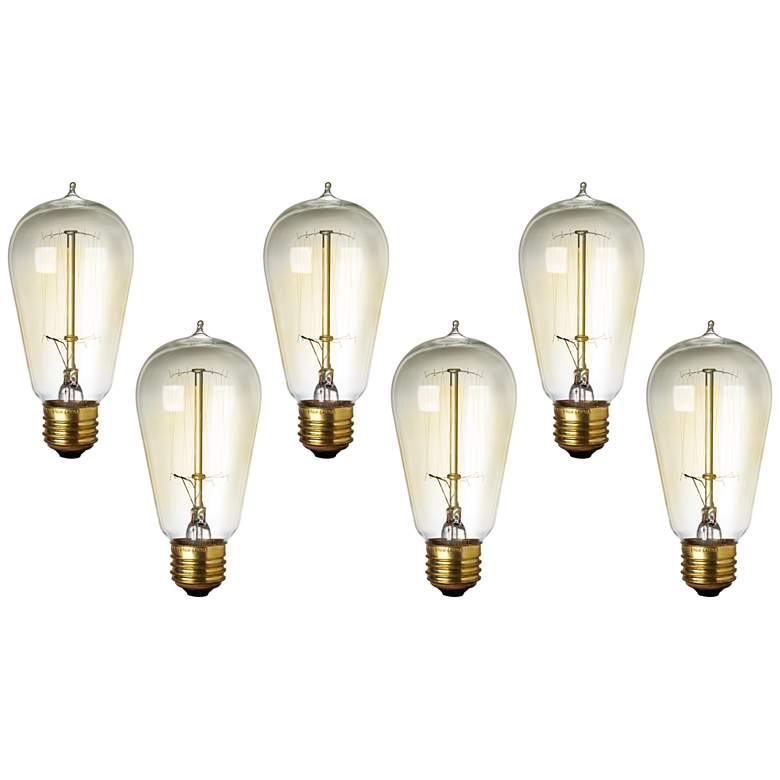 Image 1 6-Pack of Amber 60 Watt Edison Style Medium Base Light Bulbs