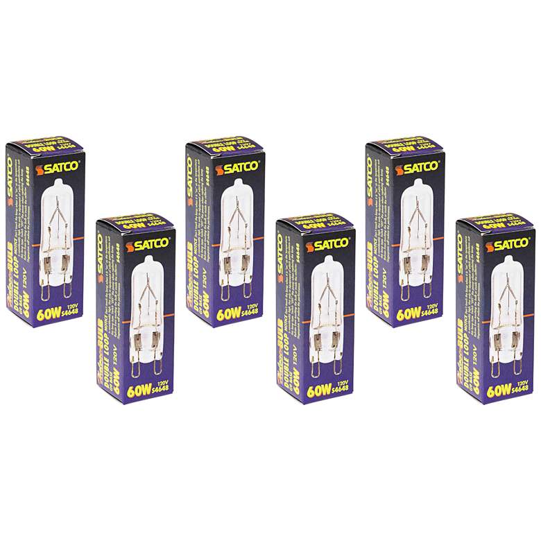 Image 1 6-Pack Satco 60 Watt G9 120 Volt Clear Halogen Light Bulbs
