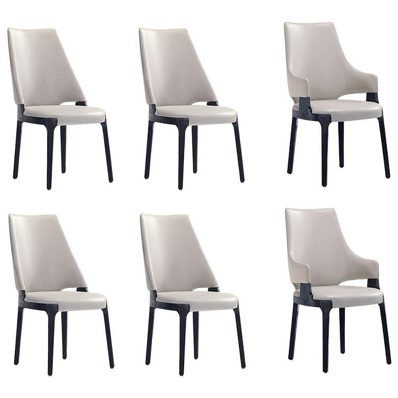 Image 1 6-Piece Kara Dining Side and Arm Chairs in Light Grey