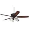 60" Casa Montego™ Bronze Clear Glass Teak LED Ceiling Fan
