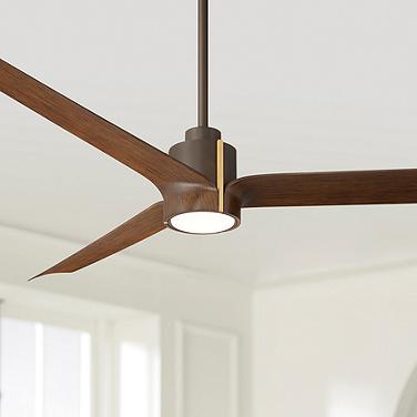 60" Casa Vieja Aero Bronze and Dark Walnut LED Ceiling Fan with Remote