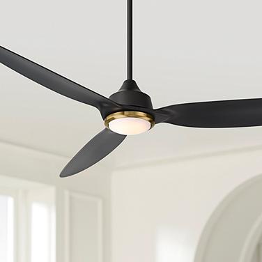 60" Casa Vieja Revere Matte Black Customize LED Damp Ceiling Fan
