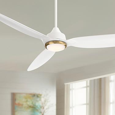 60" Casa Vieja Revere Matte White LED Damp Ceiling Fan with Remote