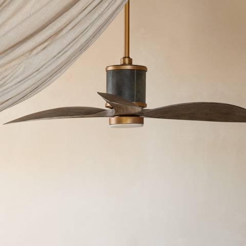 60" Hinkley Merrick LED Smart Ceiling Fan Brass Driftwood