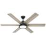 60" Hunter Warrant Matte Black LED DC Ceiling Fan with Wall Control