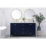Thumbnail4 of 60 in. Blue Double Sink Bathroom Vanity, Calacatta White Quartz Top more views