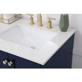 Image5 of 60 in. Blue Double Sink Bathroom Vanity, Calacatta White Quartz Top more views