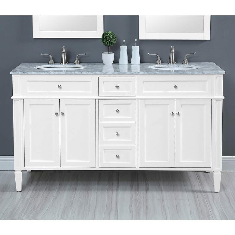 Image 1 60 in. Double Bathroom Vanity Set, White