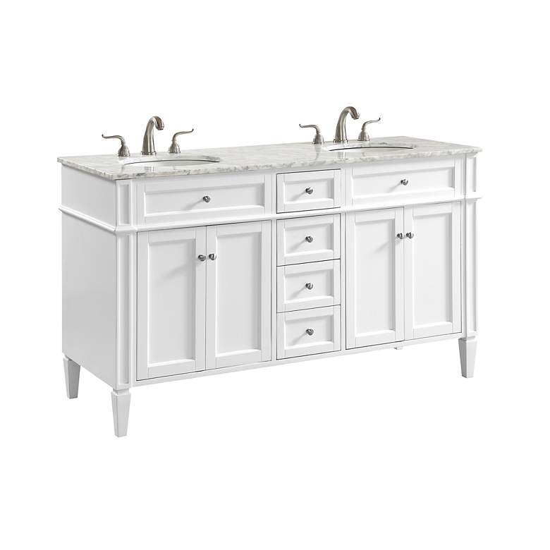 Image 5 60 in. Double Bathroom Vanity Set, White more views