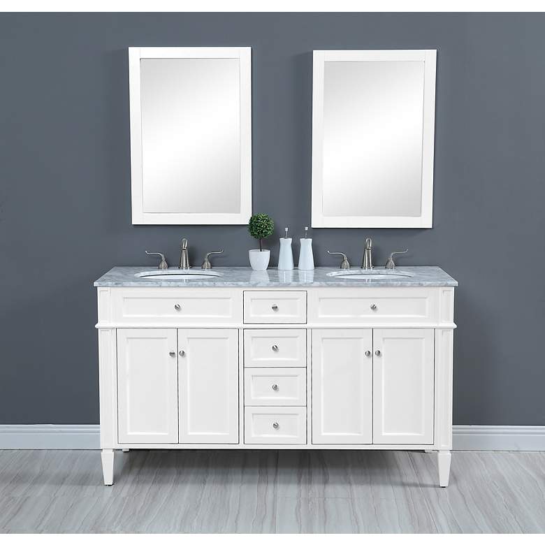 Image 7 60 in. Double Bathroom Vanity Set, White more views