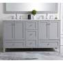 Thumbnail1 of 60 in. Grey Double Sink Bathroom Vanity, White Calacatta Quartz Top