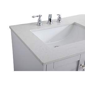 Image5 of 60 in. Grey Double Sink Bathroom Vanity, White Calacatta Quartz Top more views