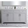 Thumbnail1 of 60 In. Grey Double Sink Bathroom Vanity With White Calacatta Quartz Top