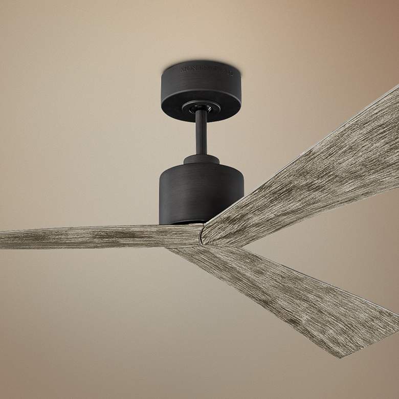 Image 1 60" Adler Aged Pewter Damp Rated Ceiling Fan with Remote