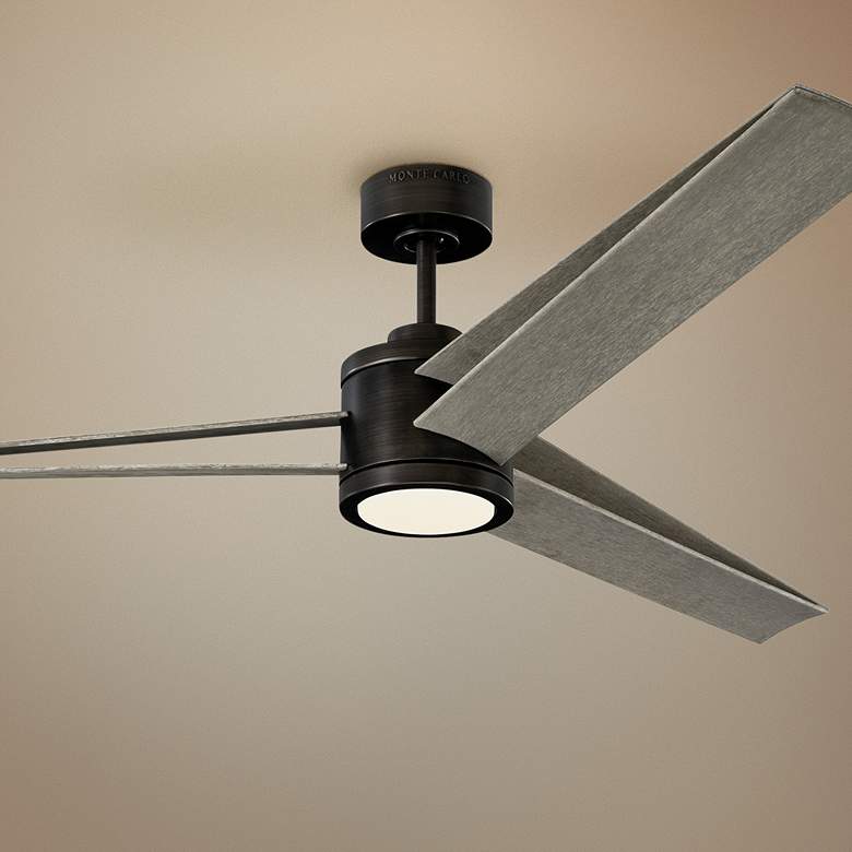 Image 1 60 inch Armstrong Aged Pewter LED Damp Ceiling Fan with Remote