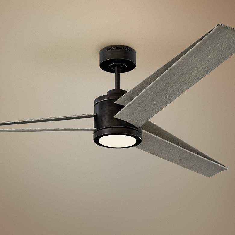 Image 1 60" Armstrong Aged Pewter LED Damp Ceiling Fan with Remote