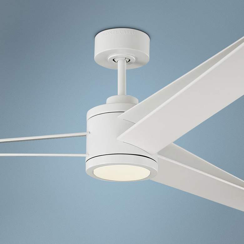 Image 1 60 inch Armstrong Matte White LED Damp Ceiling Fan with Remote