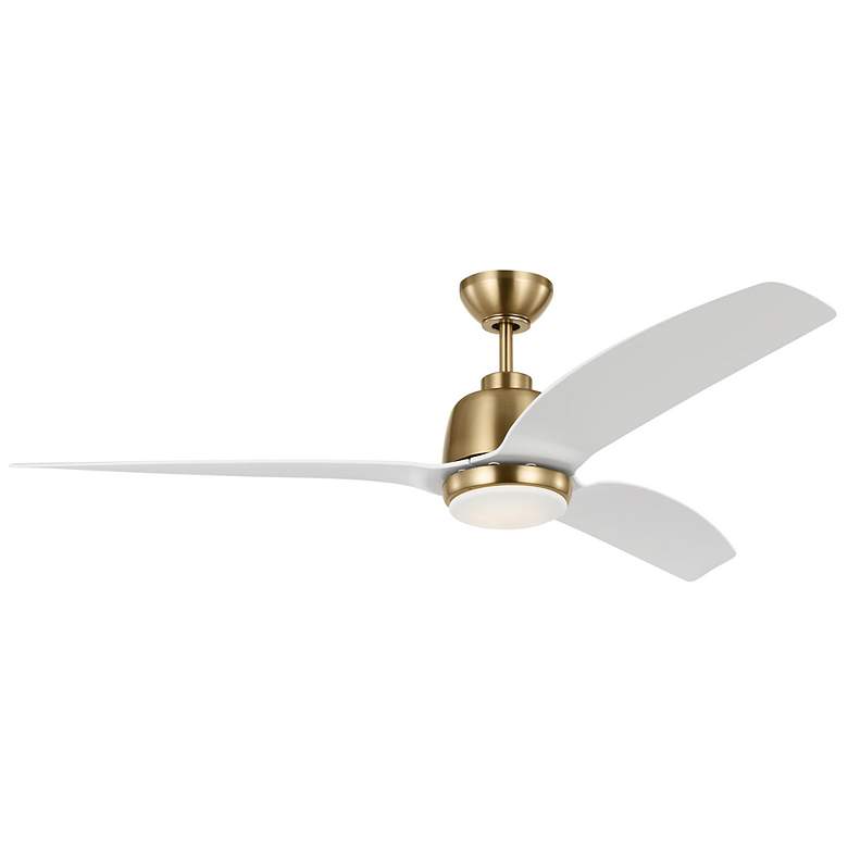 Image 1 60" Avila Satin Brass LED Ceiling Fan w/ Matte White Blades