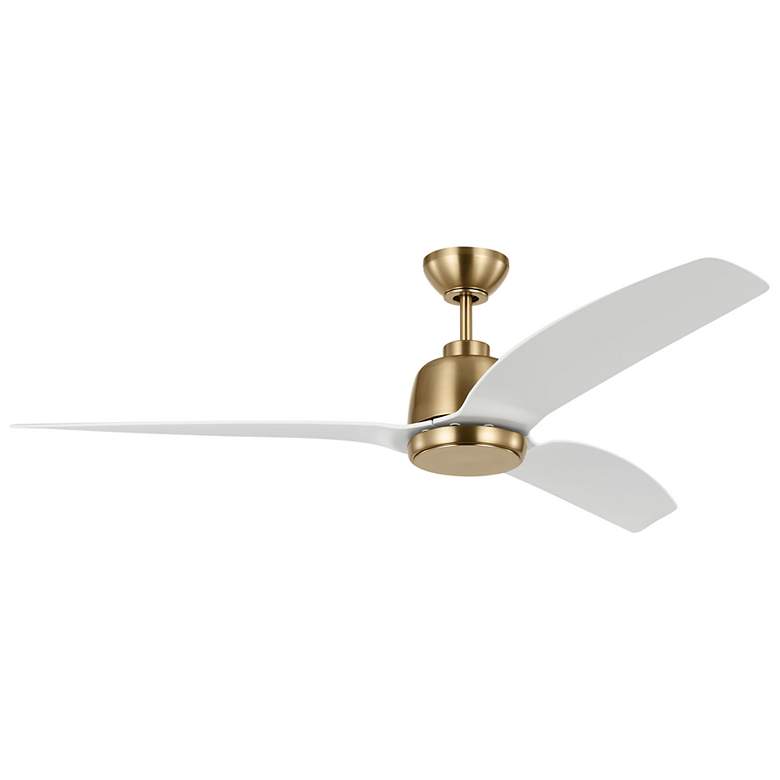Image 2 60" Avila Satin Brass LED Ceiling Fan w/ Matte White Blades more views