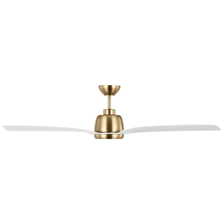 Image 3 60" Avila Satin Brass LED Ceiling Fan w/ Matte White Blades more views