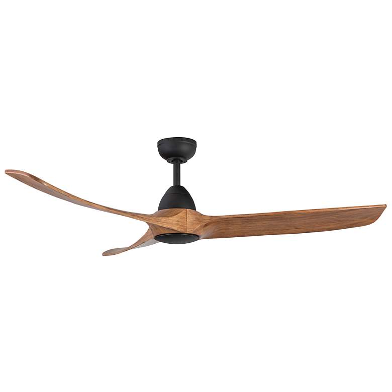 Image 1 60" Baylor Matte Black and Natural Wood Smart Ceiling Fan