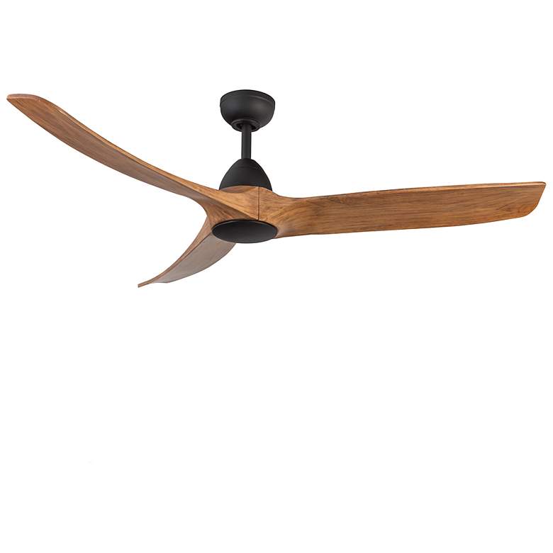Image 3 60" Baylor Matte Black and Natural Wood Smart Ceiling Fan more views